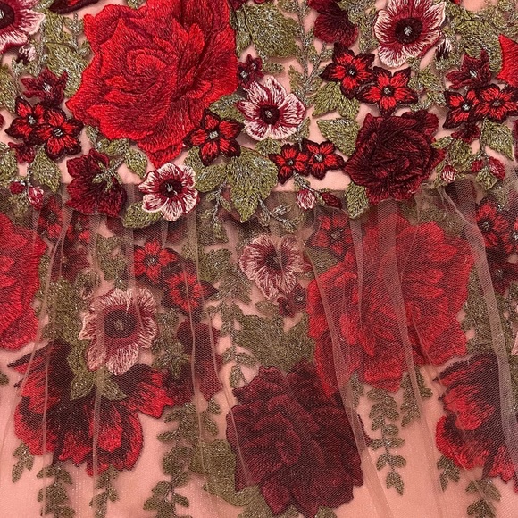 Marchesa Notte Rose Throw Floral Red Pink Tulle Embroidered Dress Size 12 Love - Picture 6 of 16